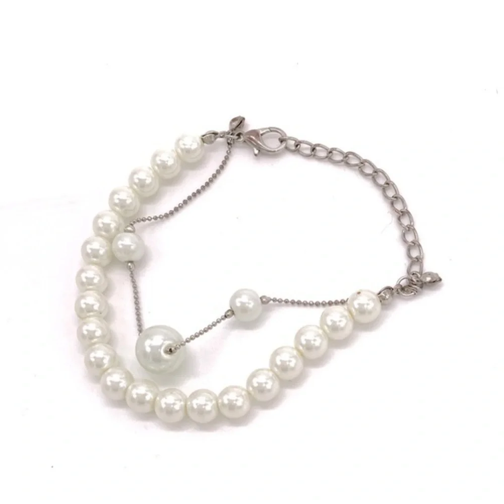 Double layer faux pearl bracelet elegant classic old money jewelry‎